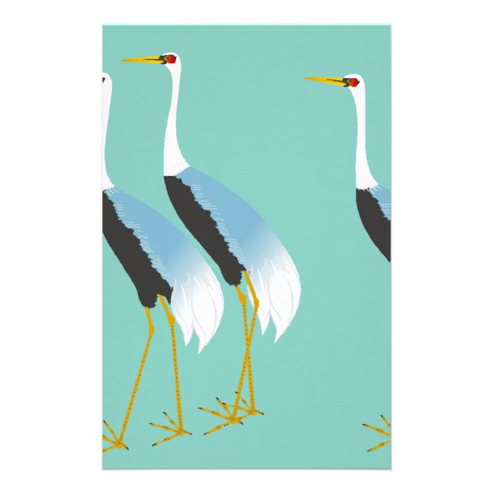 red crowned crane personalized stationery