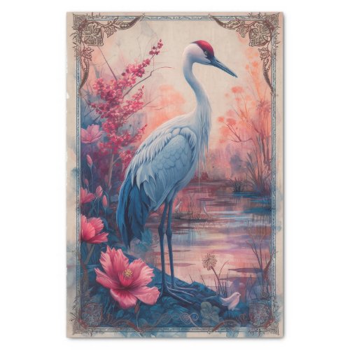 Red Crowned Crane Watercolour Tissue Paper