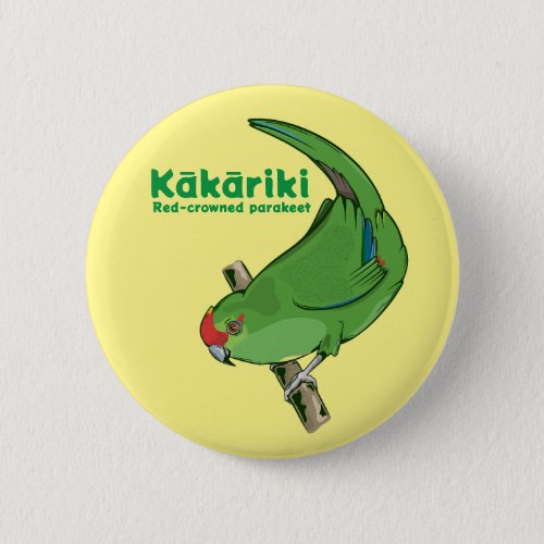 Red_crowned parakeet Kākāriki Button