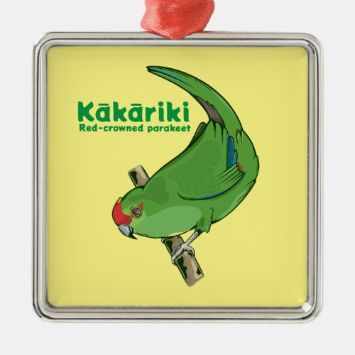 Red_crowned parakeet Kākāriki Metal Ornament