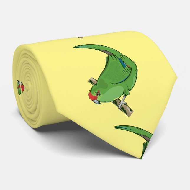 Red-crowned parakeet Kākāriki Neck Tie (Rolled)