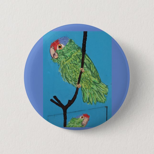 red-crowned parrot perching button (Front)