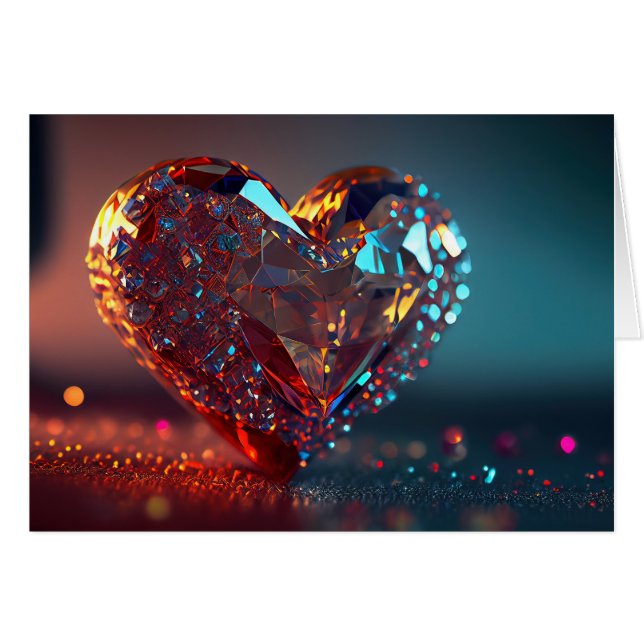 Red Crystal Heart Cards (Front Horizontal)