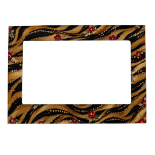 Red Crystal Rose Tiger Fabric Magnetic Frame