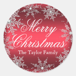 Red Crystal Snowflake Christmas Sticker