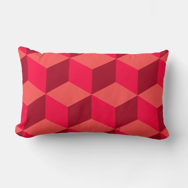 Red Cubes Lumbar Pillow (Front)