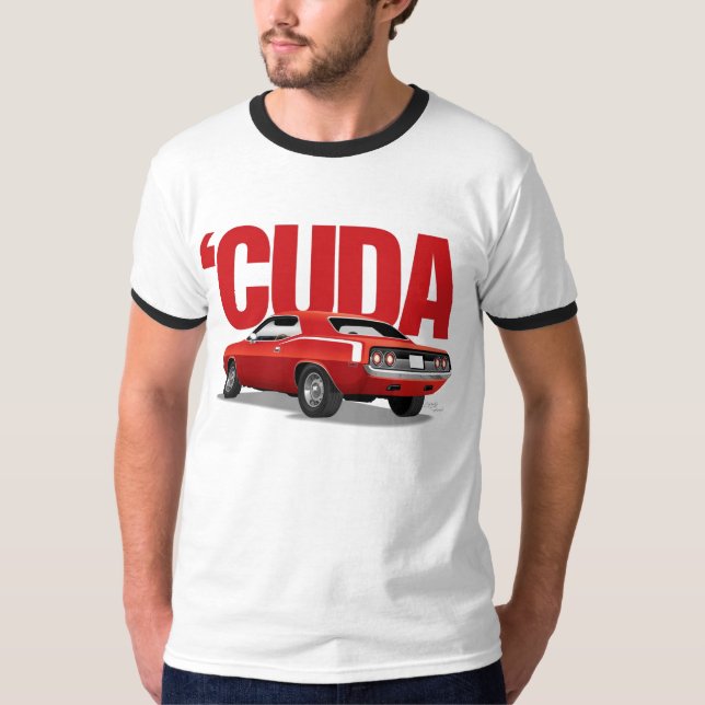 Red 'Cuda Rear with Text T-Shirt (Front)