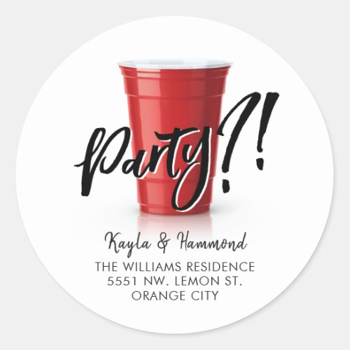 Red Cup  Any Occassion Celebration Address Classic Round Sticker