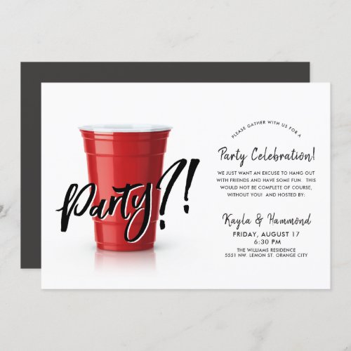 Red Cup  Any Occassion Celebration Party Fun Invi Invitation