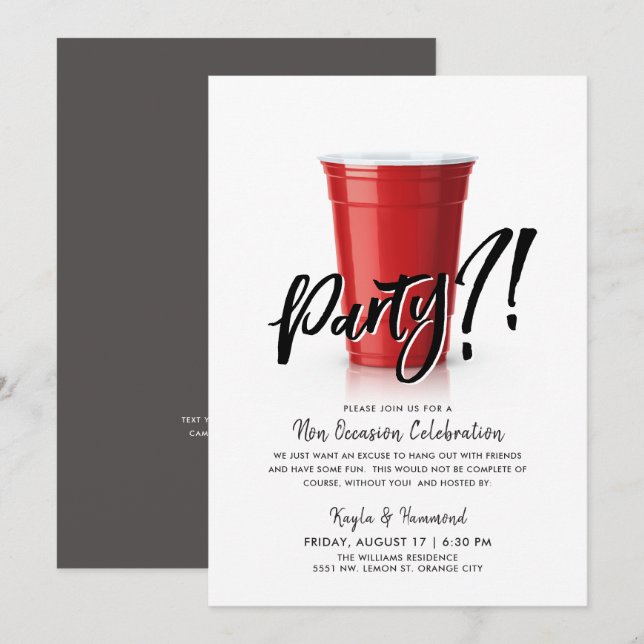 Red Cup | Any Occassion Celebration Party Invitation (Front/Back)