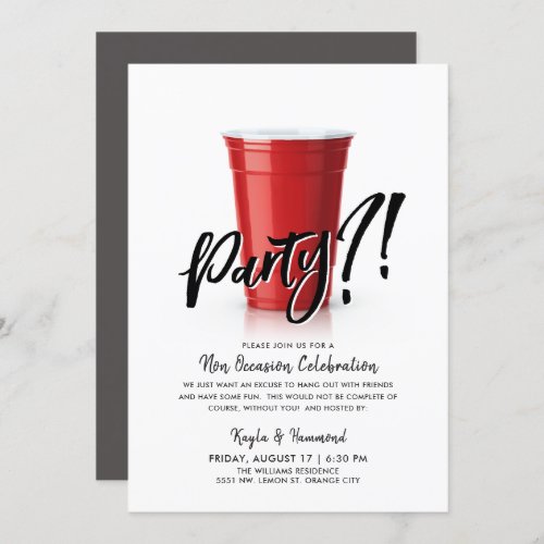 Red Cup  Any Occassion Celebration Party Invitation