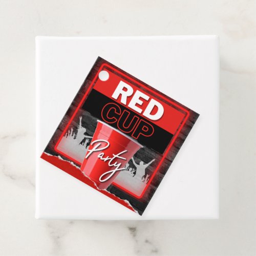 Red Cup Club  Flyer Style Grunge Birthday Favor Tags