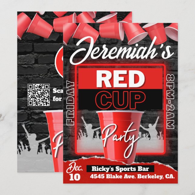 Red Cup Club | Flyer Style Grunge Birthday Invitation (Front/Back)