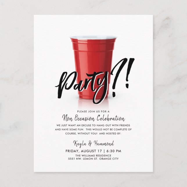 Red Cup Humor Special Occassion Celebration  Postcard (Front)