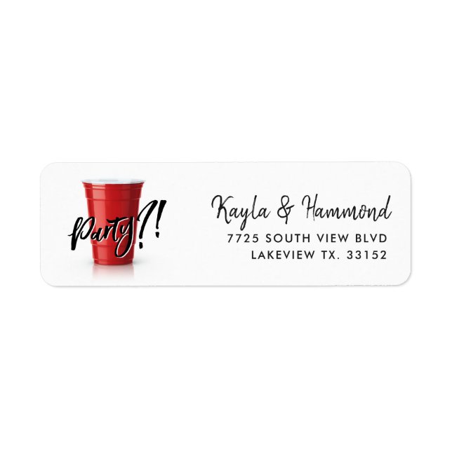 Red Cup Occassion Celebration Party Label (Front)