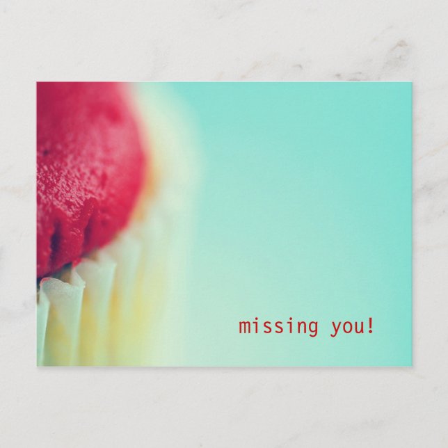 red cupcake, missing you! postcard (Front)
