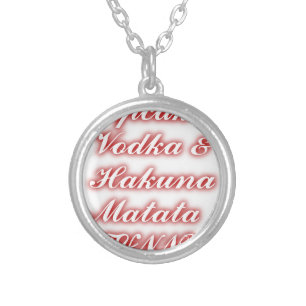 Red Cupcakes Vodka Hakuna Matata FUNNY. Silver Plated Necklace