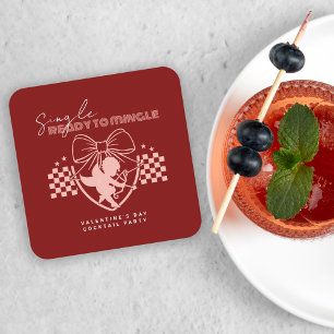 Red Cupid Singles Valentine's Day Party Square Paper Coaster