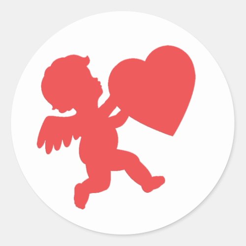 Red Cupid Valentines Day Classic Round Sticker