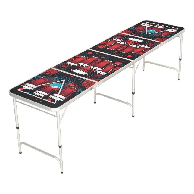 Red Cups Theme Beer Pong Table (Angled)