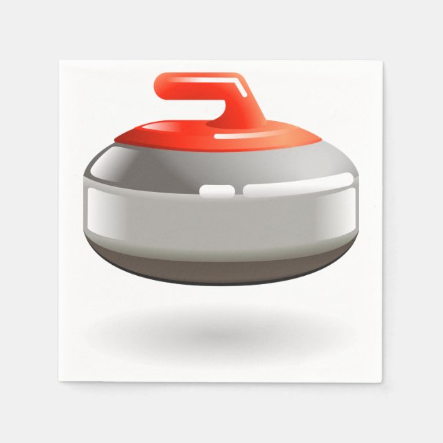 Red Curling Stone Winter Sports Napkins (Front)