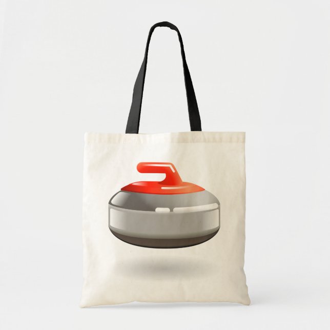 Red Curling Stone Winter Sports Tote Bag (Front)