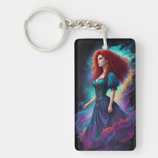 red curls Acrylic Keychain (Front)
