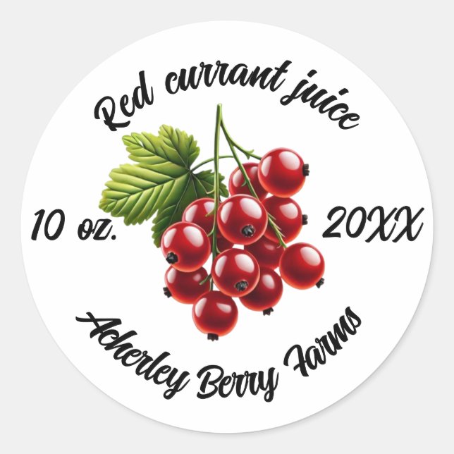 Red currant juice stickers for jars (Front)