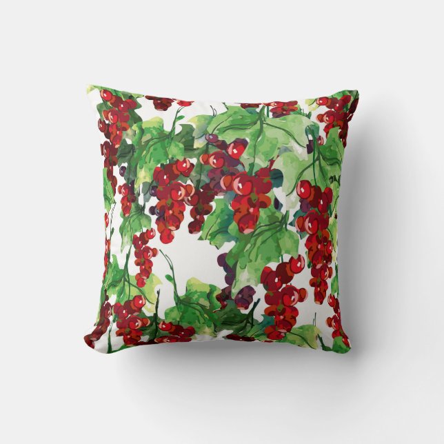 Red Currant Seamless Pattern Throw Pillow (Front)