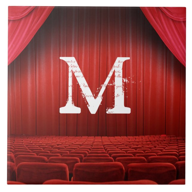 Red Curtain Theater Monogram Display Tile (Front)