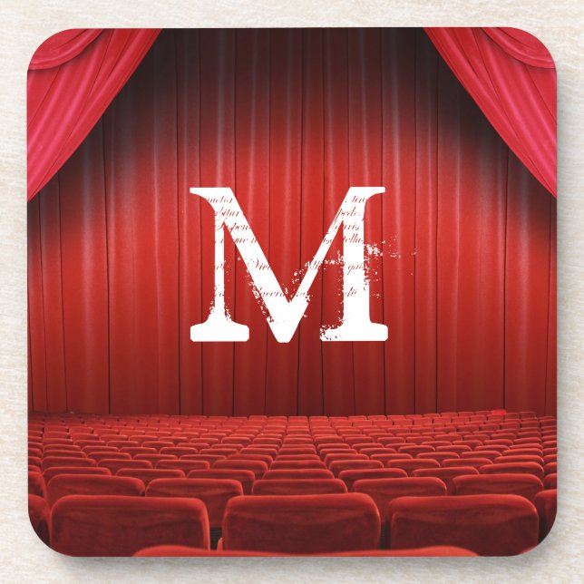 Red Curtain Theater Monogram Drink Coaster (Front)