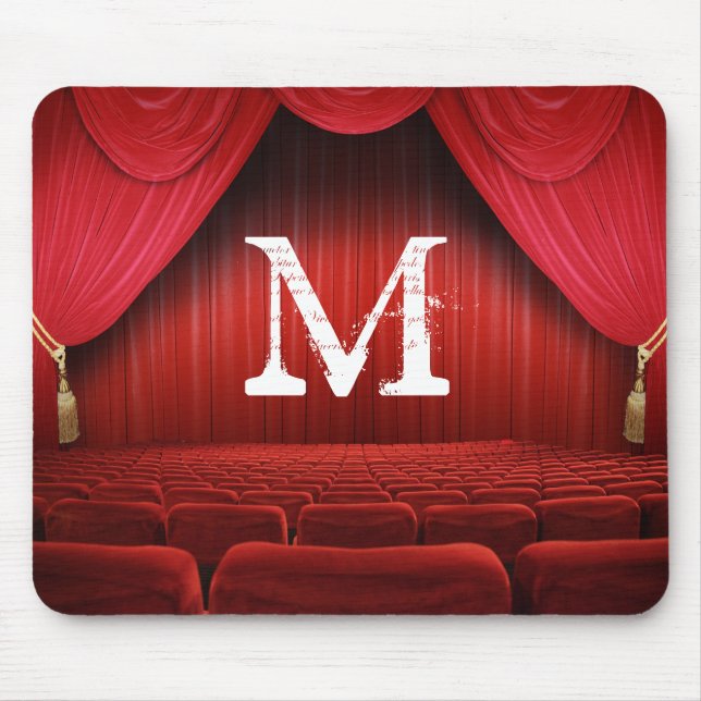 Red Curtain Theater Monogram Initial Mouse Pad (Front)