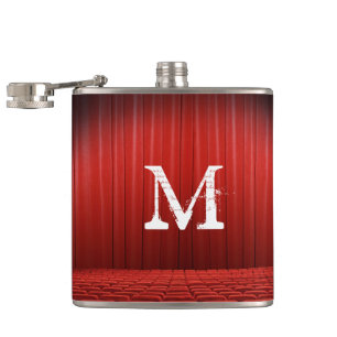 Red Curtain Theater Monogram Whiskey Flask