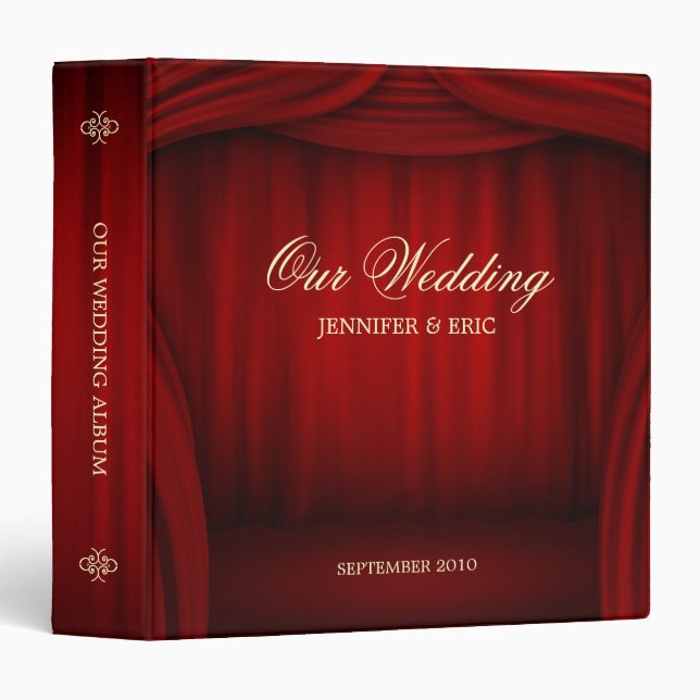 Red Curtains Stage Wedding Planner Binder (Front/Spine)
