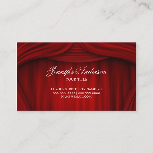 Red Curtains Theater Stage business card (Front)