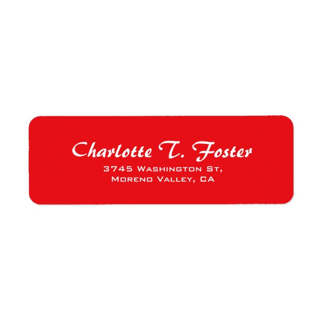 Red Curve Brush Script Elegant Minimalist Modern Label (Front)