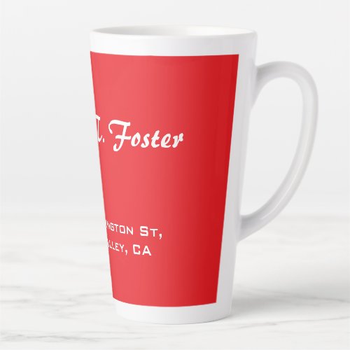 Red Curve Brush Script Elegant Minimalist Modern Latte Mug