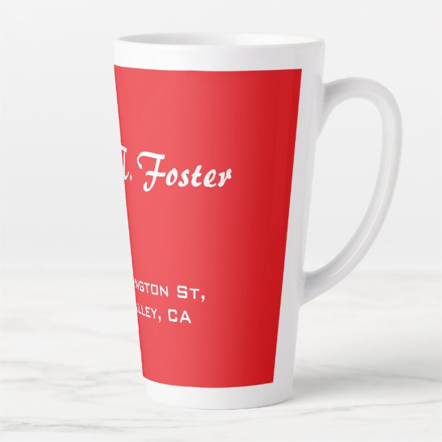 Red Curve Brush Script Elegant Minimalist Modern Latte Mug (Right)