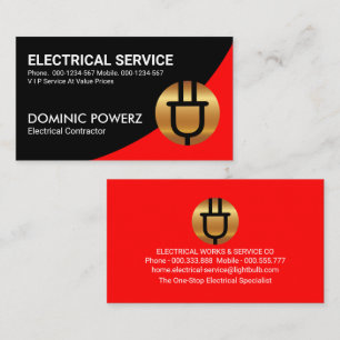 Red Curve Gold Power Plug Business Card