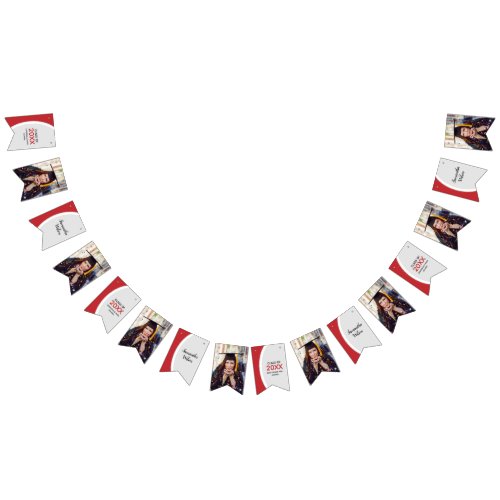 Red Curved Frame Photo Graduation Bunting Flags