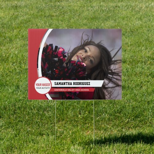 Red Curved Frame School Photo Sign