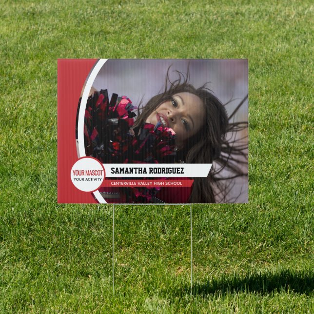 Red Curved Frame School Photo Sign (Insitu)