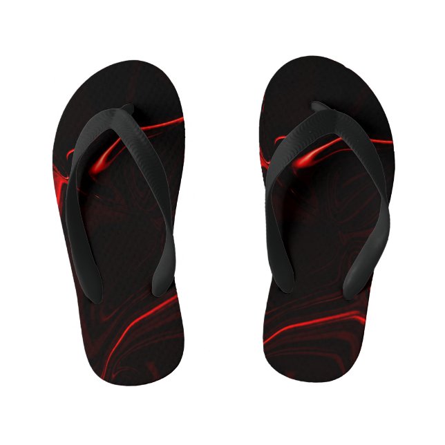 Red curves or undulations in darkest red fund kid's flip flops (Footbed)