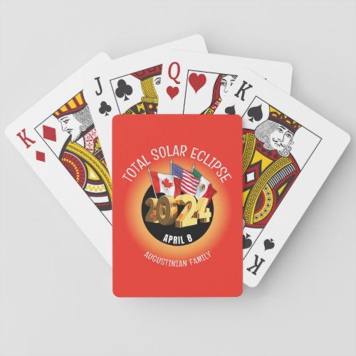 Red Custom 2024 TOTAL SOLAR ECLIPSE Flags Playing Cards