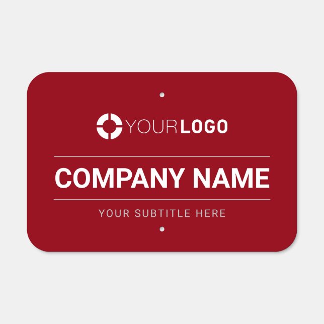 Red custom business corporate logo metal sign (Front)