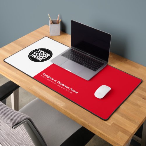Red  Custom Business Logo Name Slogan Desk Mat