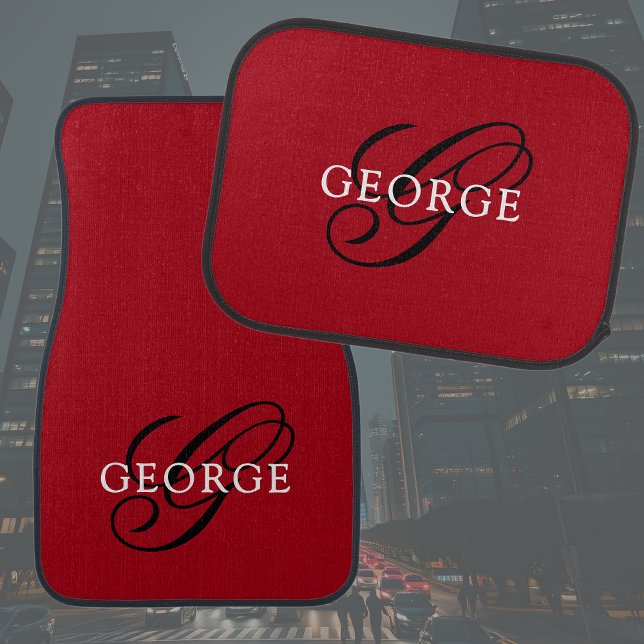 Red Custom Car Floor Mats Script Monogram (Creator Uploaded)