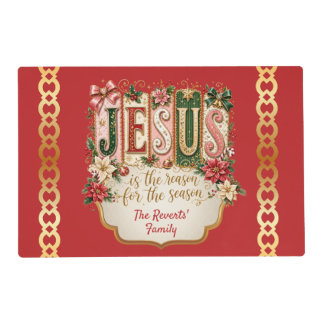 Red Custom Christmas Jesus is the Reason  Placemat