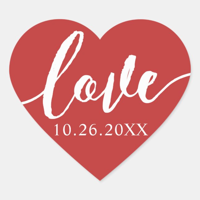 Red Custom Color Heart Favor Envelope Seal Sticker (Front)