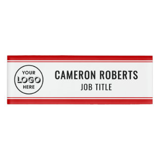 Red Custom Company Logo Employee Name Tag